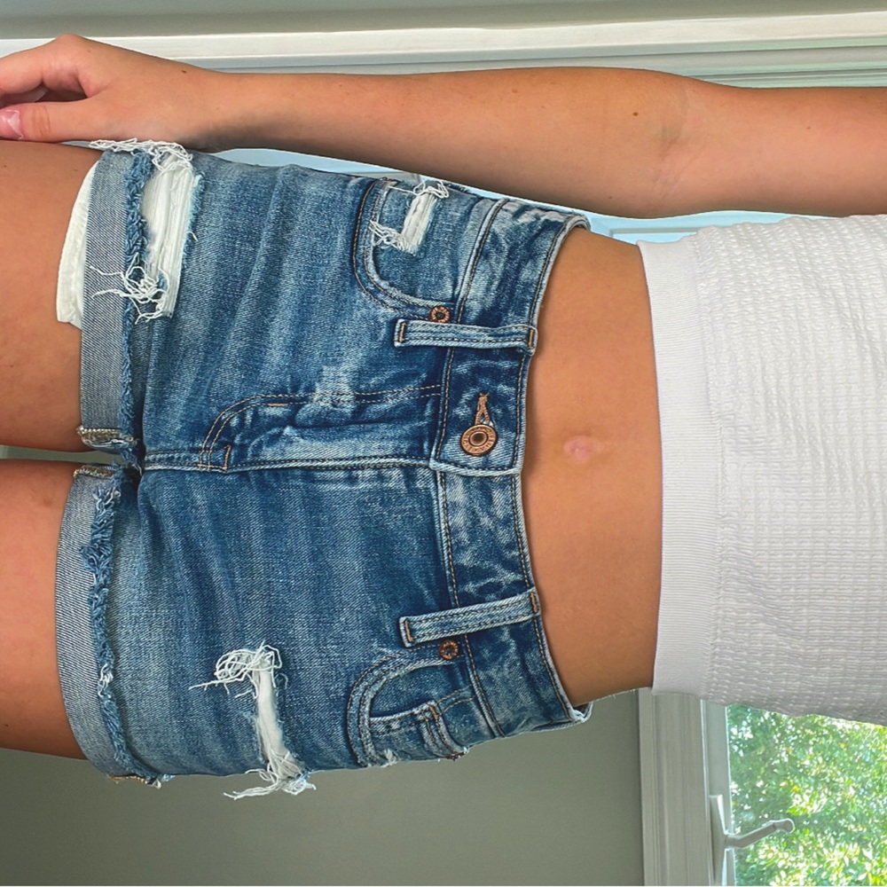 American eagle dark blue jean shorts